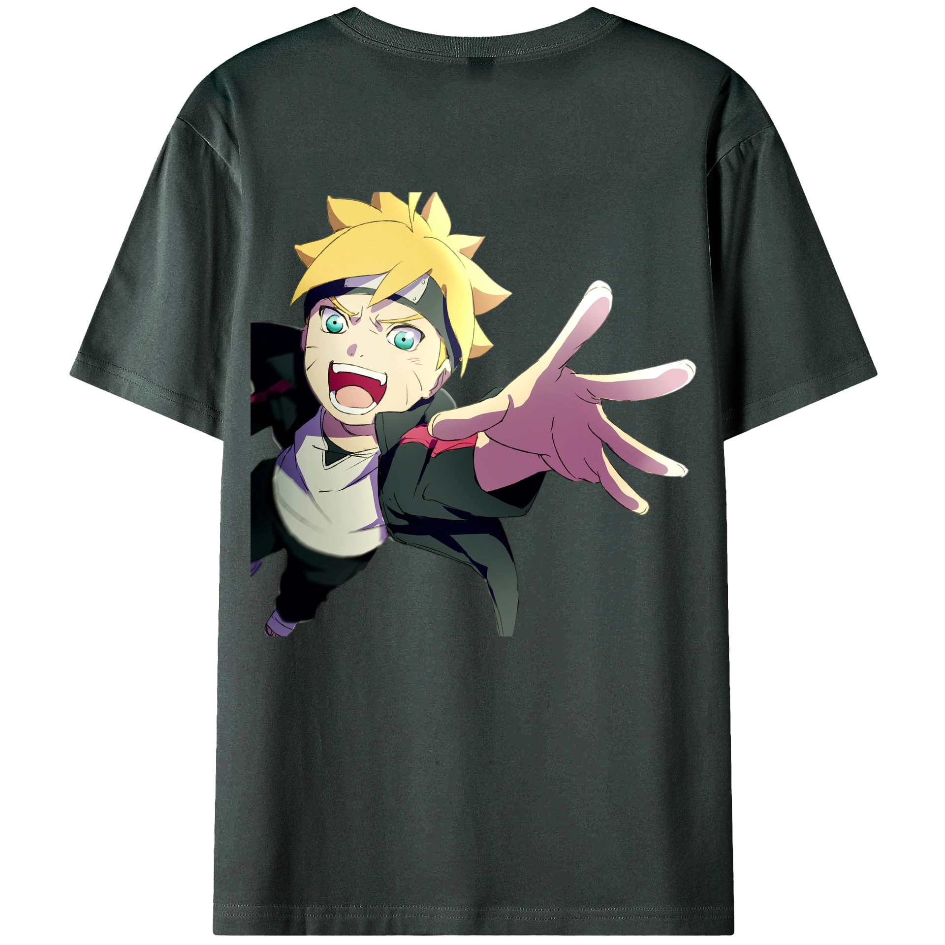 （画像用） NARUTO -ナルト- うずまき ボルト Uzumaki Boruto 綿100％ メンズ半袖Tシャツ（バックプリント） 通気性